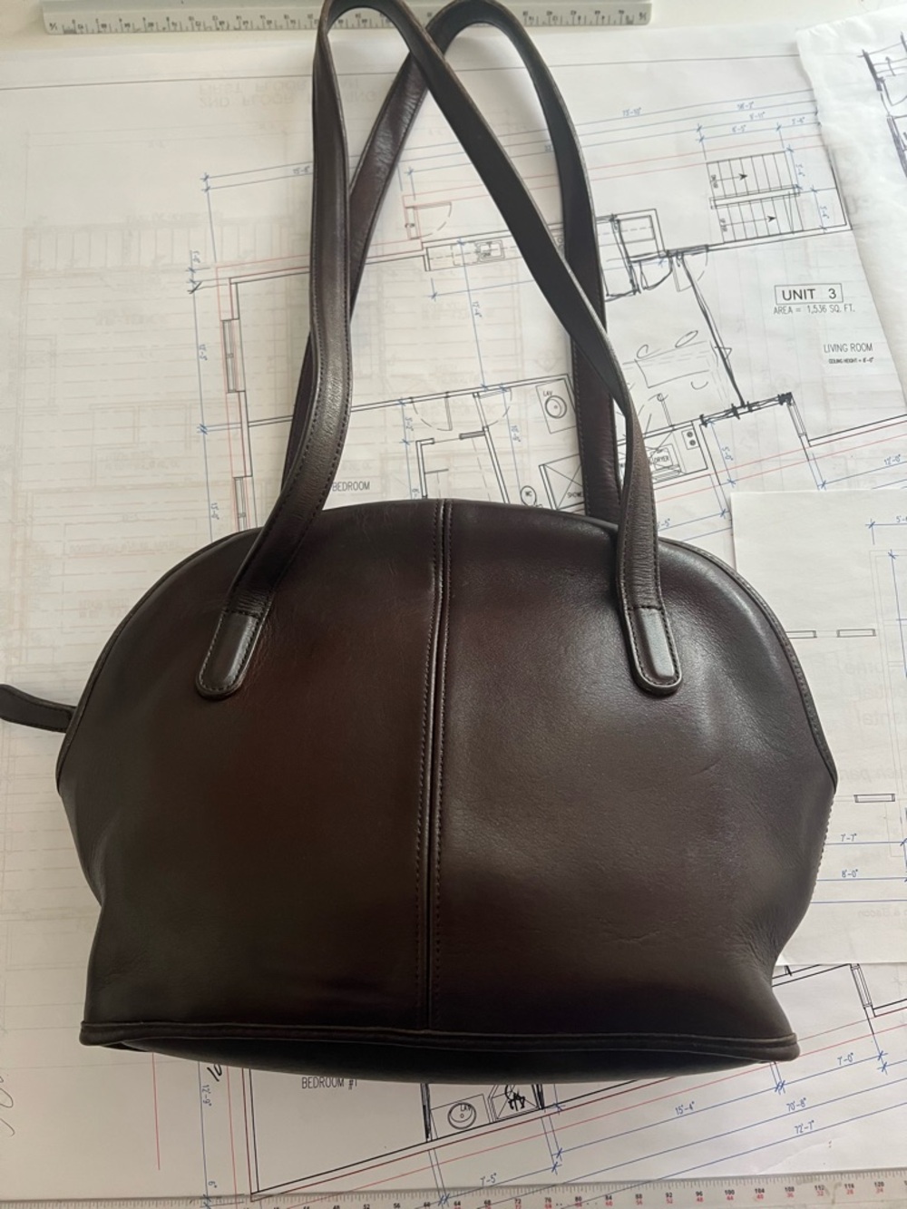 Coach Asheville Dome Leather Carryall 9089  Bag - Dark Brown